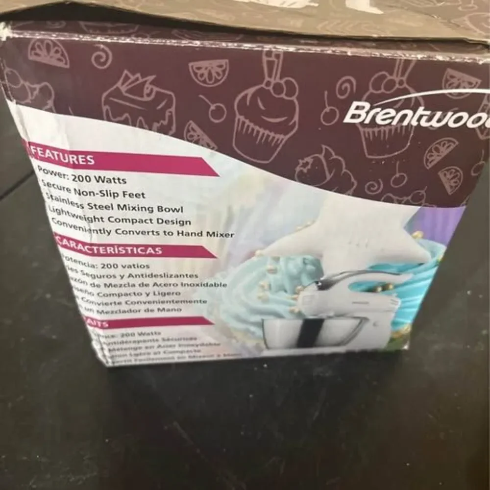 Brentwood Stand & Hand Mixer with 3-Qt Stainless Steel Bowl – 5 Speed + Turbo